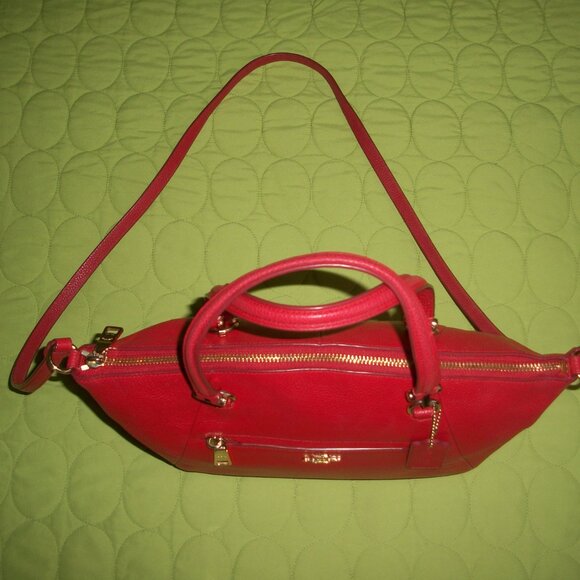 Coach Prairie Red Pebble Leather Satchel/Crossbody Bag with Wallet - Picture 4 of 16